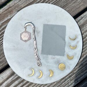 Rose Quartz Dolphin Metal Bookmark
